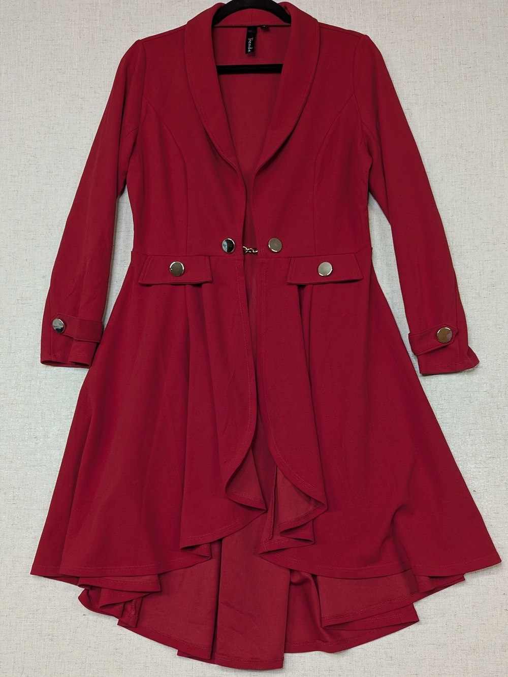 Tronde Red Semi Open Front Flowy Lightweight Jacket L